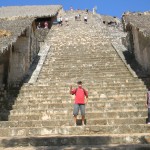 Climbing the ruins of Ek Balam